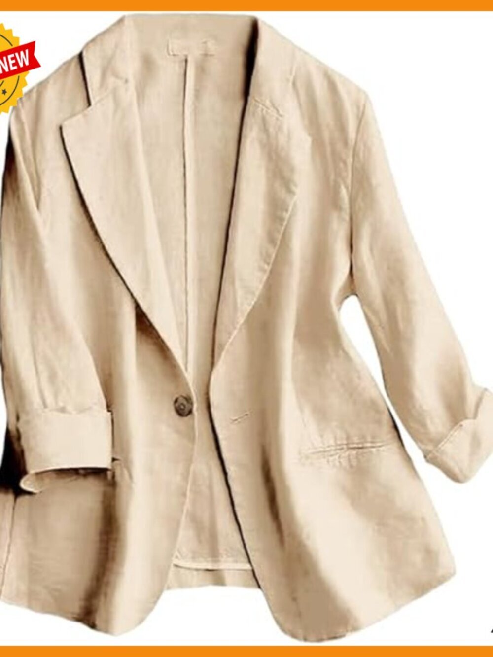 Lightweight Linen Blazer 3/4 Sleeve Women's Business Casual Spring Summer Jacket